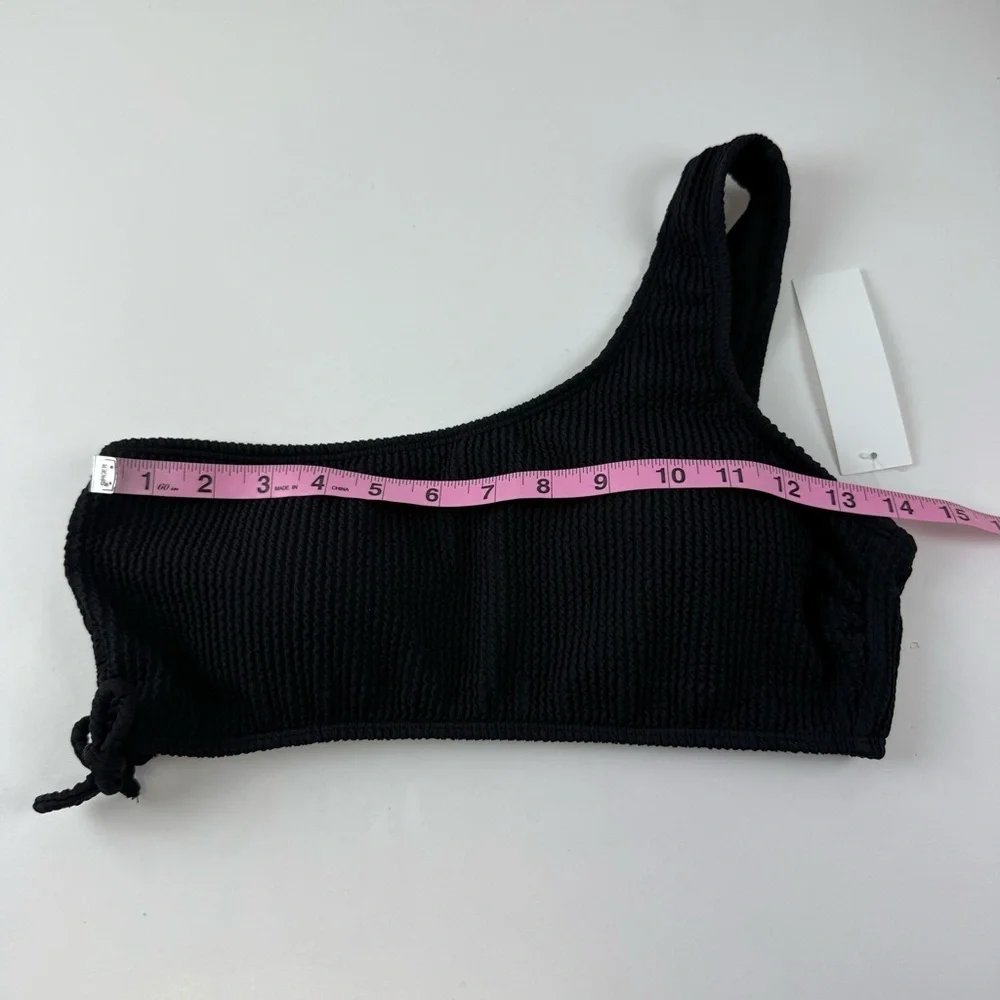 Salt + Cove Bikini Top Juniors Size Large Black Ribbed One Strap Swim NWT